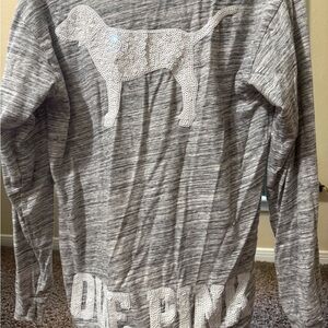 Gray PINK Sequin Dog Long Sleeve Shirt